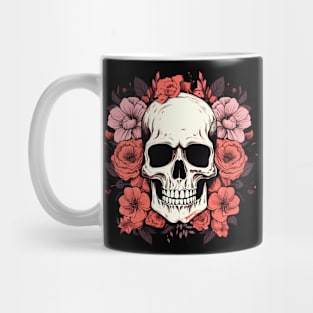 Skull Pink Flowers Mug